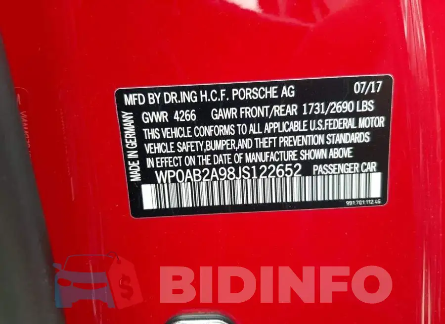 WP0AB2A98JS122652 Photo# 10