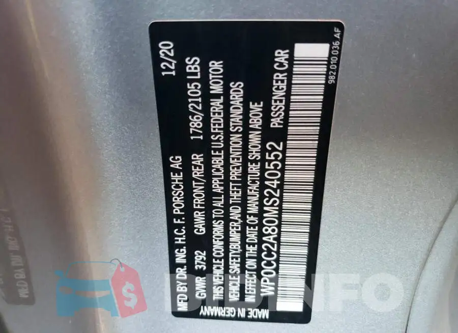 WP0CC2A80MS240552 Photo# 10