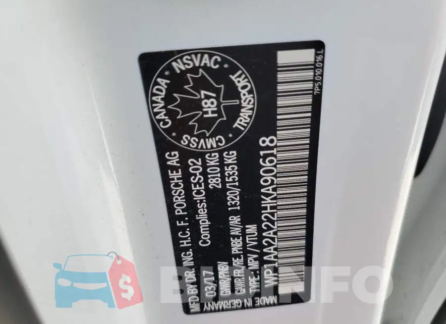 WP1AA2A22HKA90618 Photo# 10