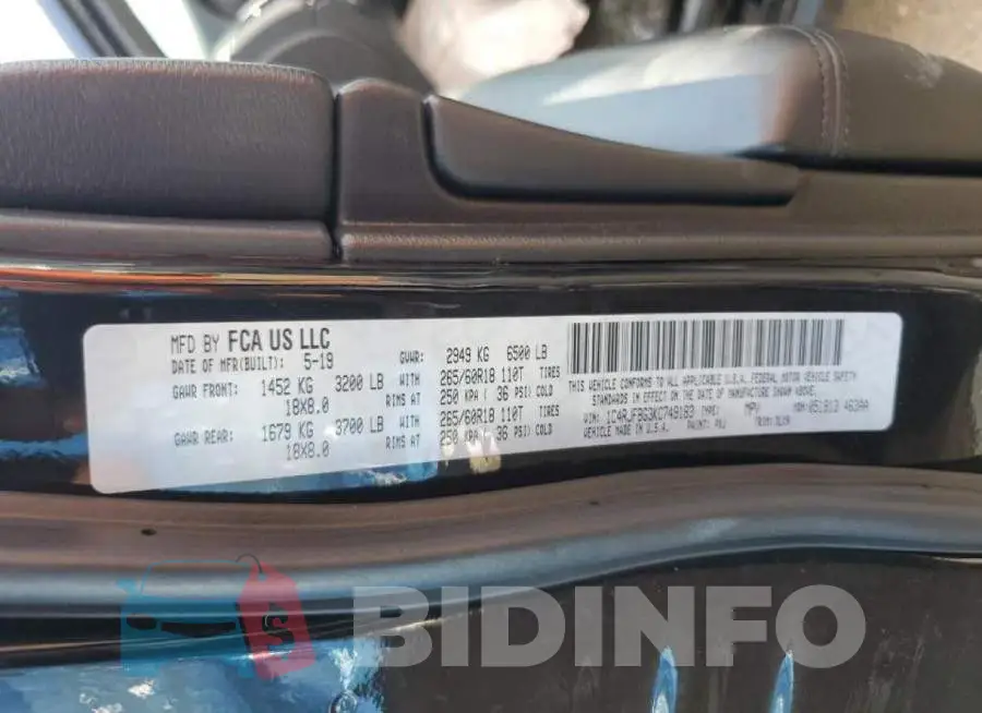 1C4RJFBG3KC749183 Photo# 10