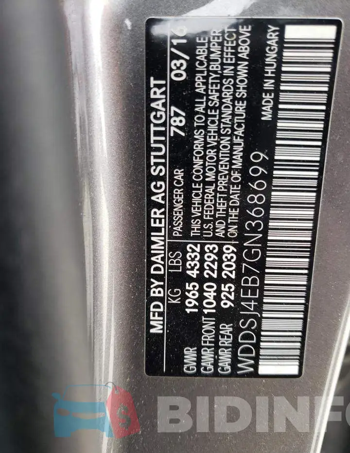 WDDSJ4EB7GN368699 Photo# 10