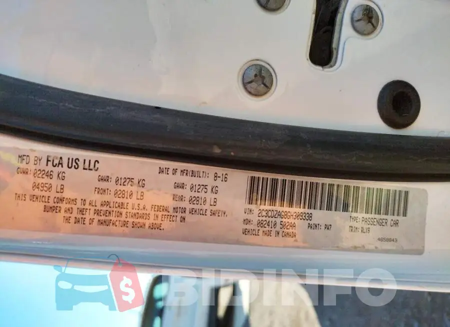2C3CDZAG8GH309338 Photo# 10