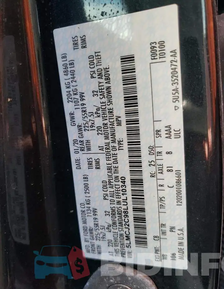 5LMCJ2C98LUL10340 Photo# 10