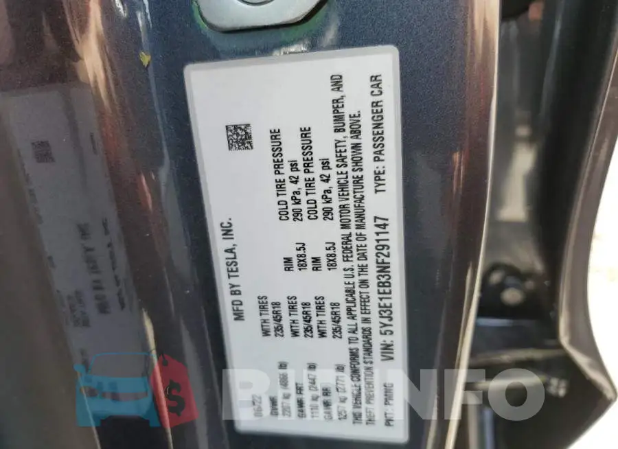 5YJ3E1EB3NF291147 Photo# 12