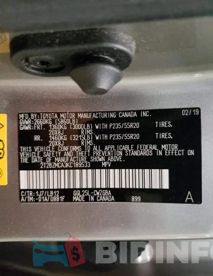 2T2BZMCA3KC189533 Photo# 10