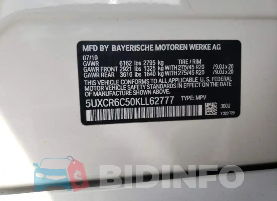 5UXCR6C50KLL62777 Photo# 10