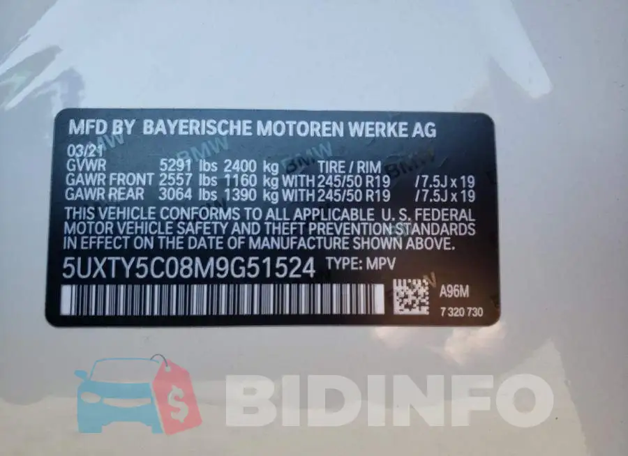 5UXTY5C08M9G51524 Photo# 10