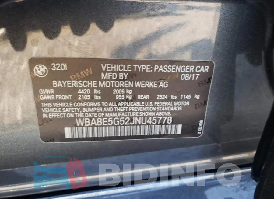 WBA8E5G52JNU45778 Photo# 10