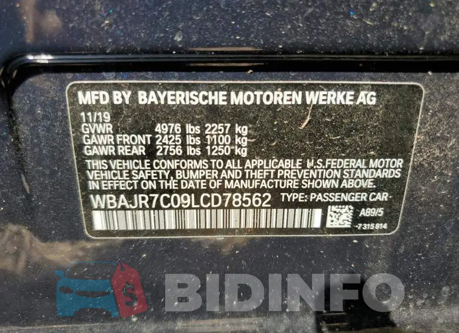 WBAJR7C09LCD78562 Photo# 10