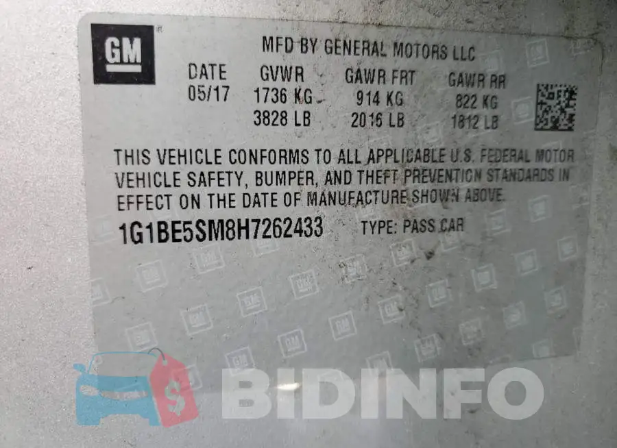 1G1BE5SM8H7262433 Photo# 10