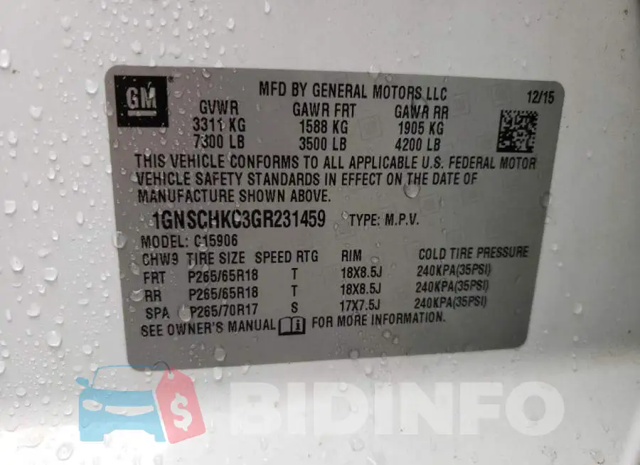 1GNSCHKC3GR231459 Photo# 10