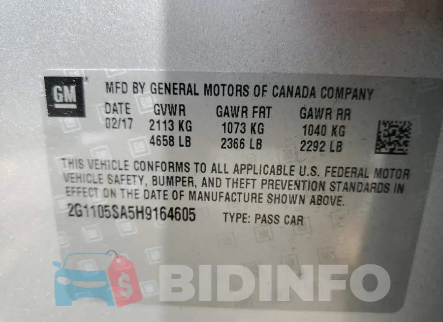 2G1105SA5H9164605 Photo# 10