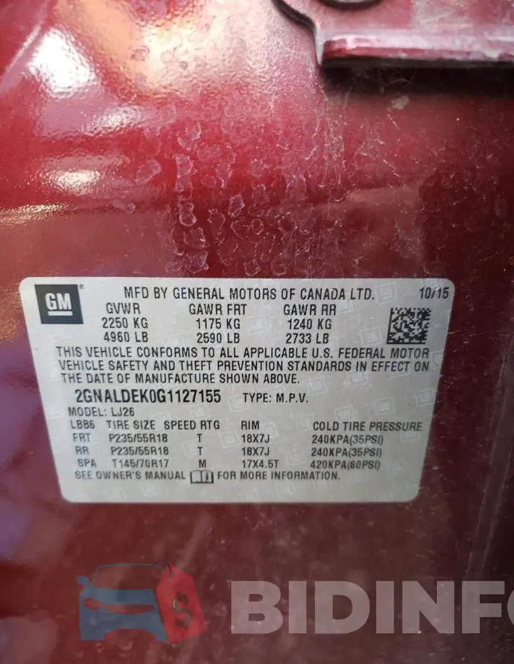 2GNALDEK0G1127155 Photo# 10