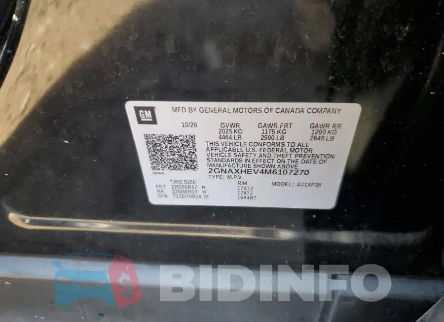 2GNAXHEV4M6107270 Photo# 10