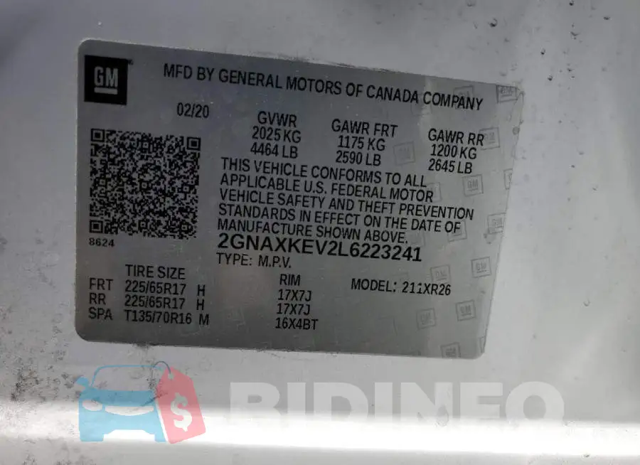 2GNAXKEV2L6223241 Photo# 10