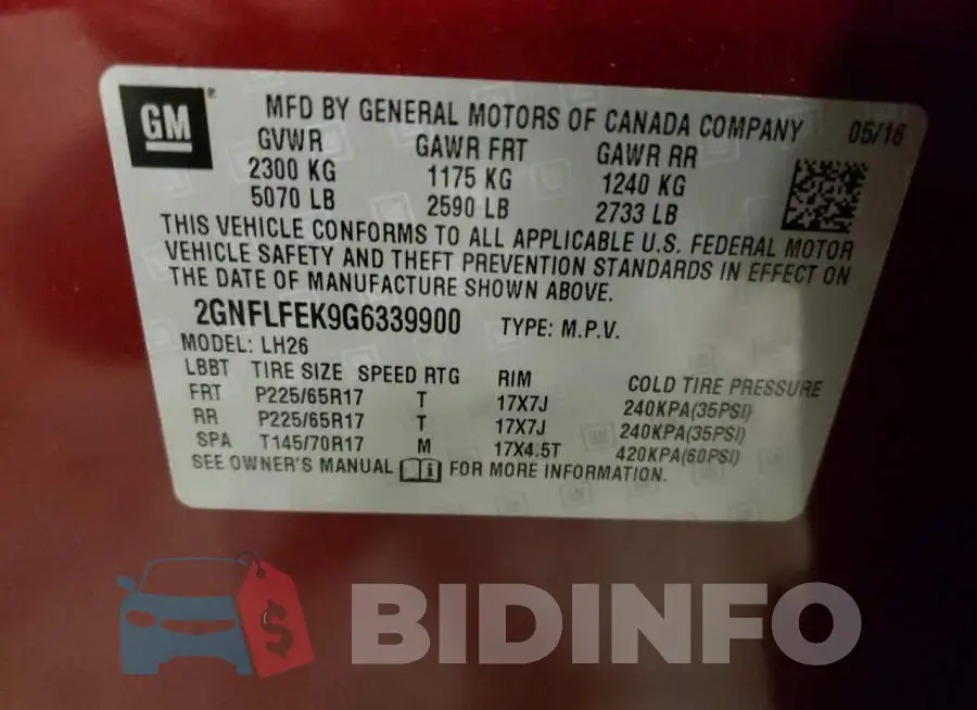 2GNFLFEK9G6339900 Photo# 10
