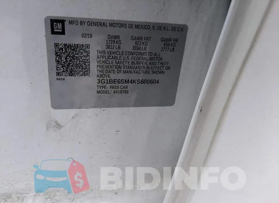 3G1BE6SM4KS600604 Photo# 10
