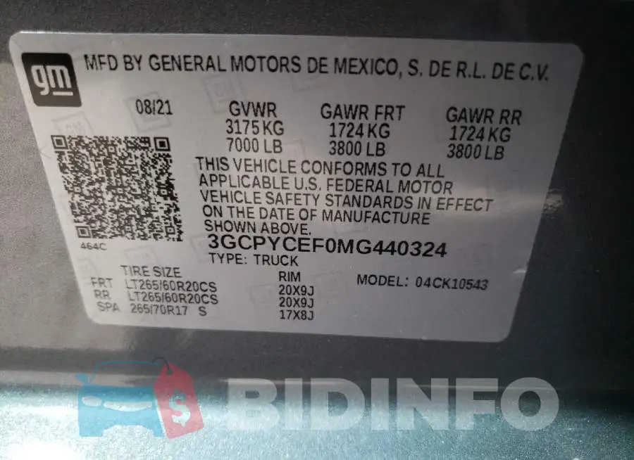 3GCPYCEF0MG440324 Photo# 10