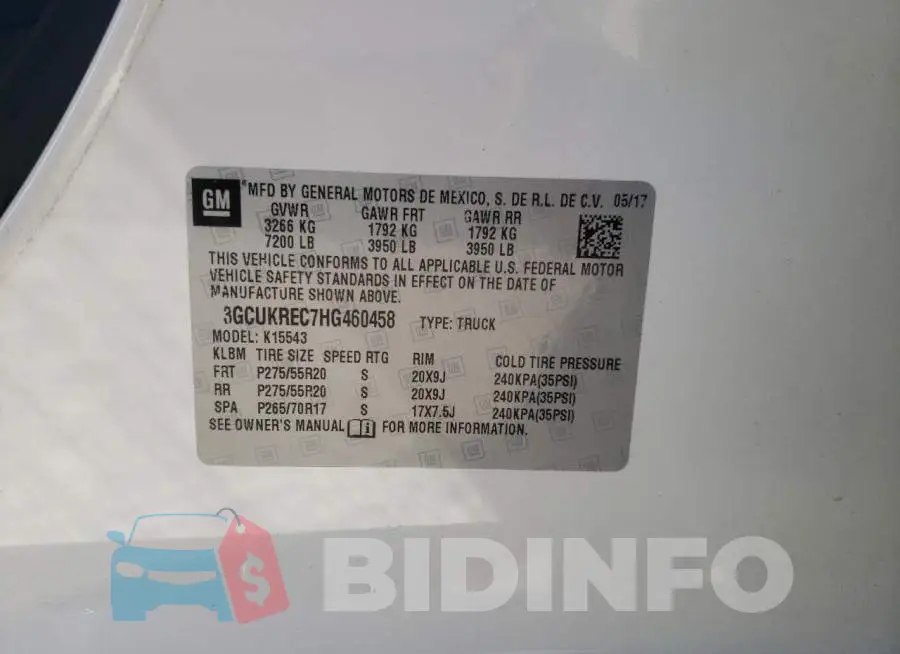 3GCUKREC7HG460458 Photo# 10