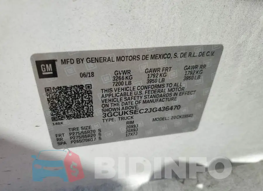 3GCUKSEC2JG436470 Photo# 10