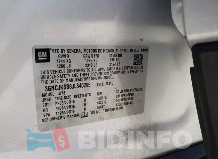 3GNCJKSB8JL346295 Photo# 10