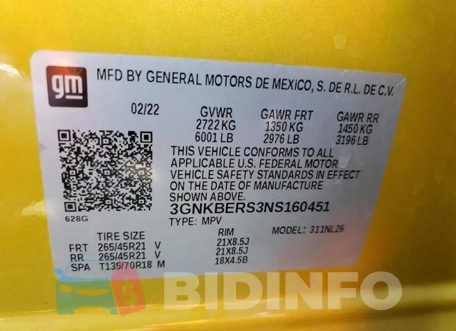 3GNKBERS3NS160451 Photo# 10