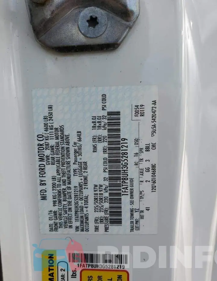 1FATP8UH3G5281219 Photo# 10