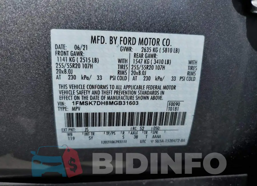 1FMSK7DH8MGB31603 Photo# 10