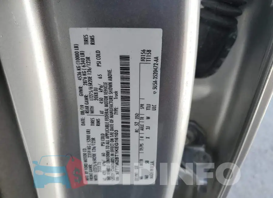 1FT7W2BT1KEG16103 Photo# 10