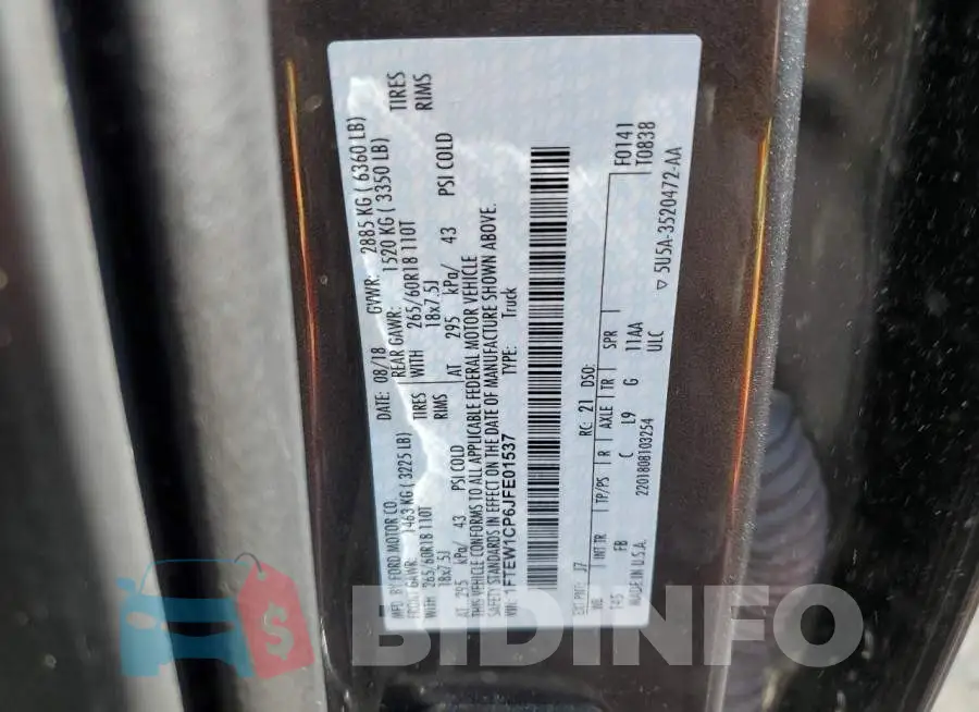 1FTEW1CP6JFE01537 Photo# 10