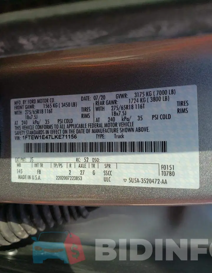 1FTEW1E47LKE71156 Photo# 10