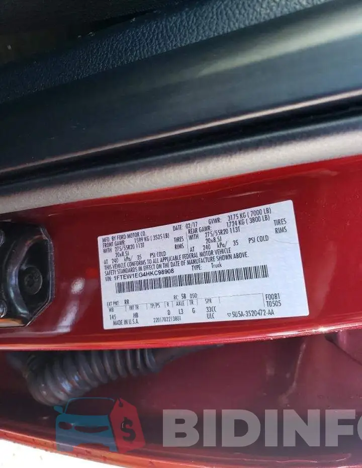 1FTEW1EG4HKC98908 Photo# 10