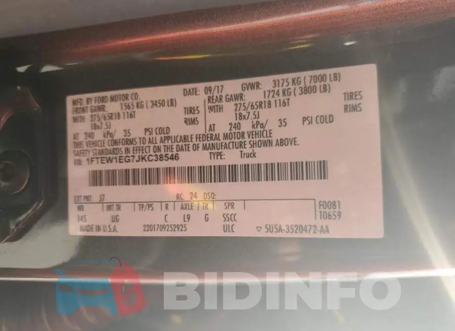 1FTEW1EG7JKC38546 Photo# 10