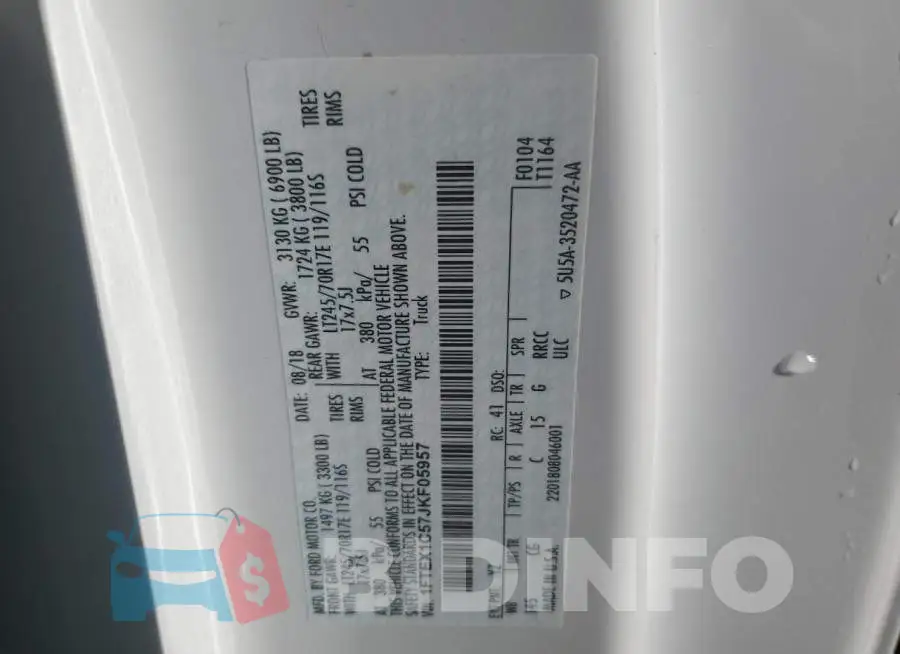 1FTEX1C57JKF05957 Photo# 10