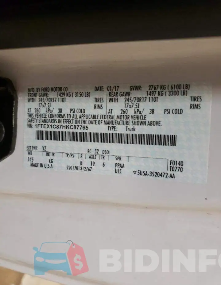 1FTEX1C87HKC87765 Photo# 10