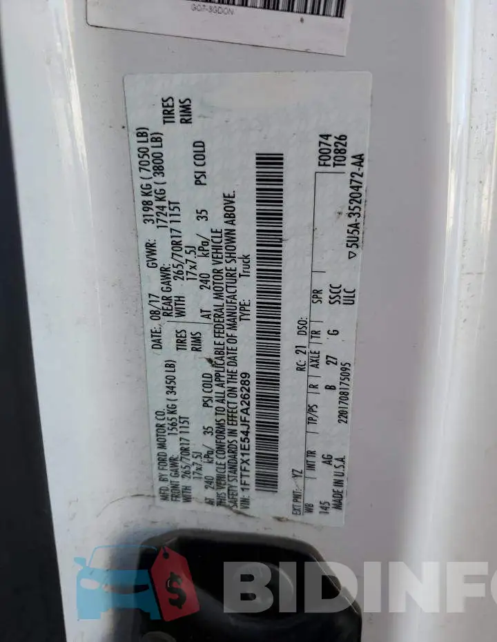 1FTFX1E54JFA26289 Photo# 10
