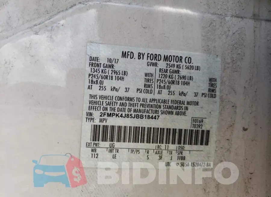 2FMPK4J85JBB18447 Photo# 10