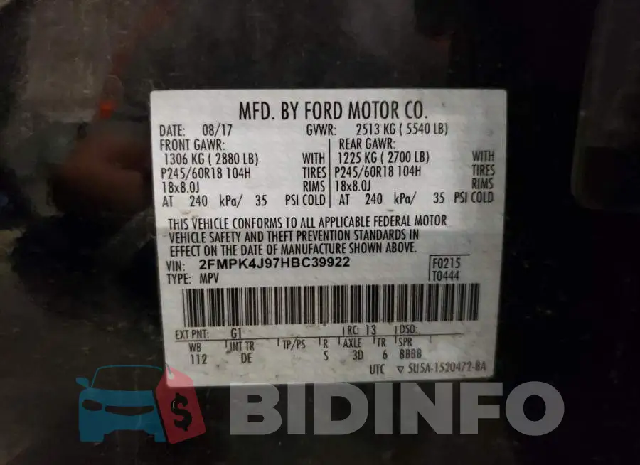 2FMPK4J97HBC39922 Photo# 10