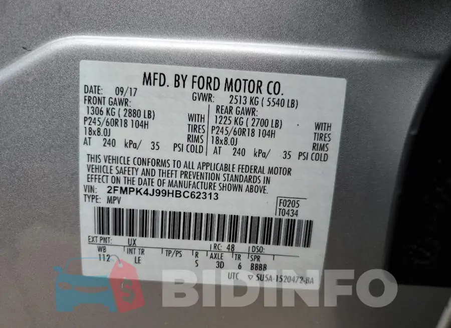 2FMPK4J99HBC62313 Photo# 10