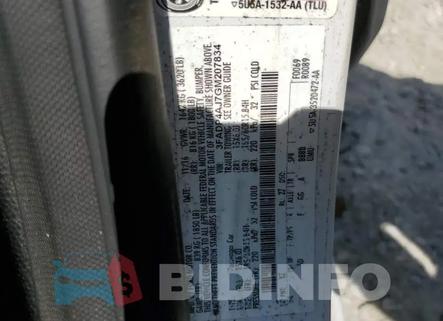 3FADP4AJ7GM207834 Photo# 10