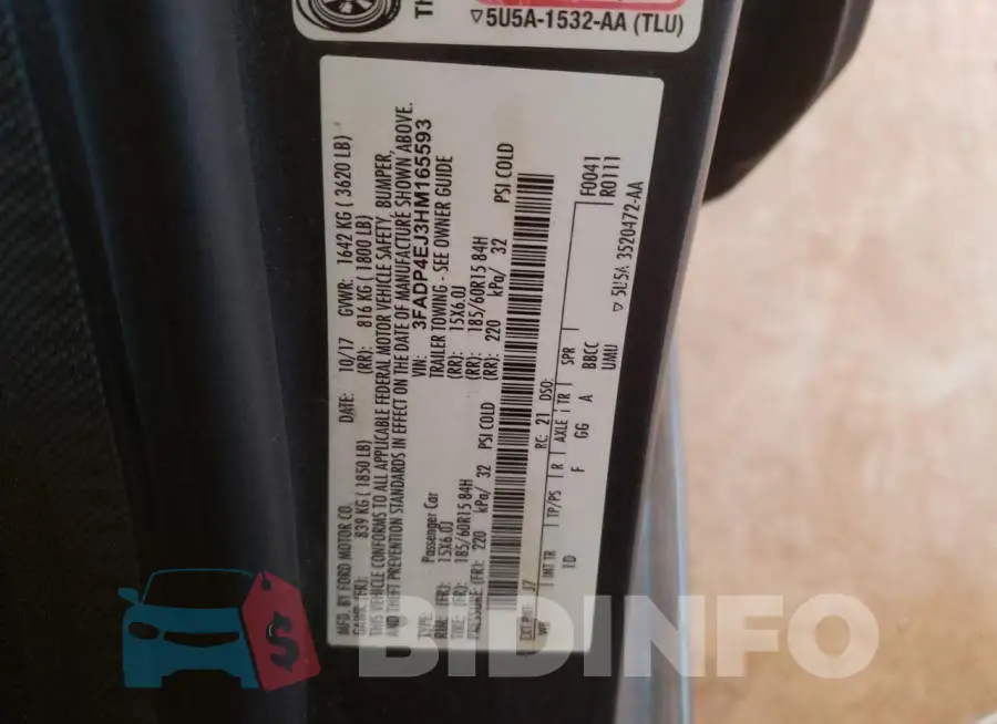 3FADP4EJ3HM165593 Photo# 10