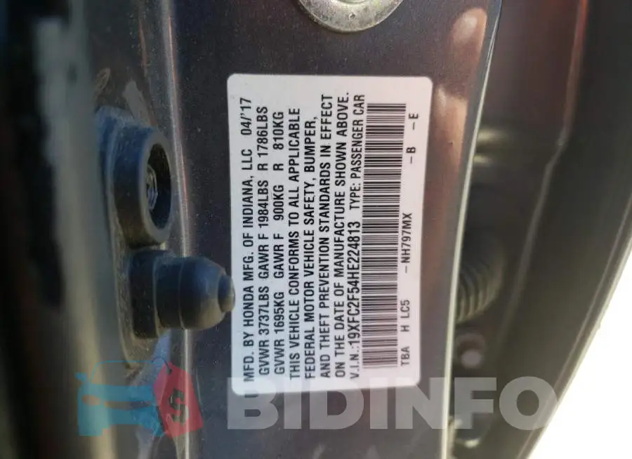 19XFC2F54HE224813 Photo# 10