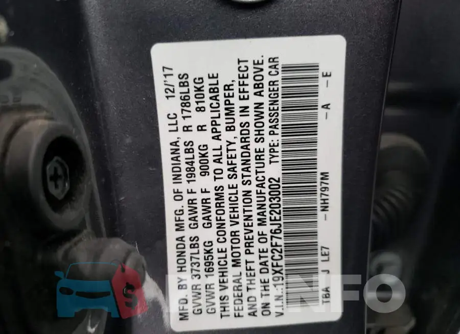 19XFC2F76JE203002 Photo# 10