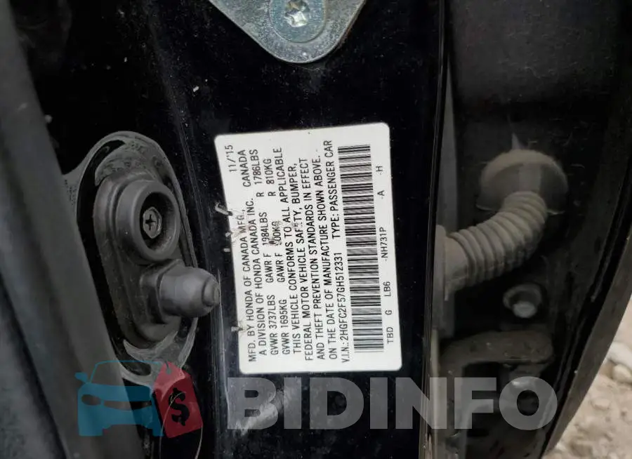 2HGFC2F57GH512331 Photo# 10