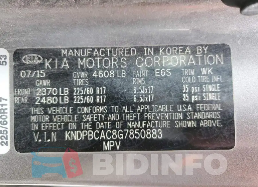 KNDPBCAC8G7850883 Photo# 10