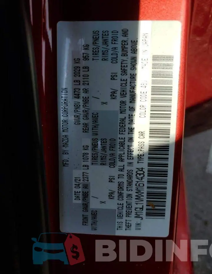 JM1GL1VMXM1614304 Photo# 10