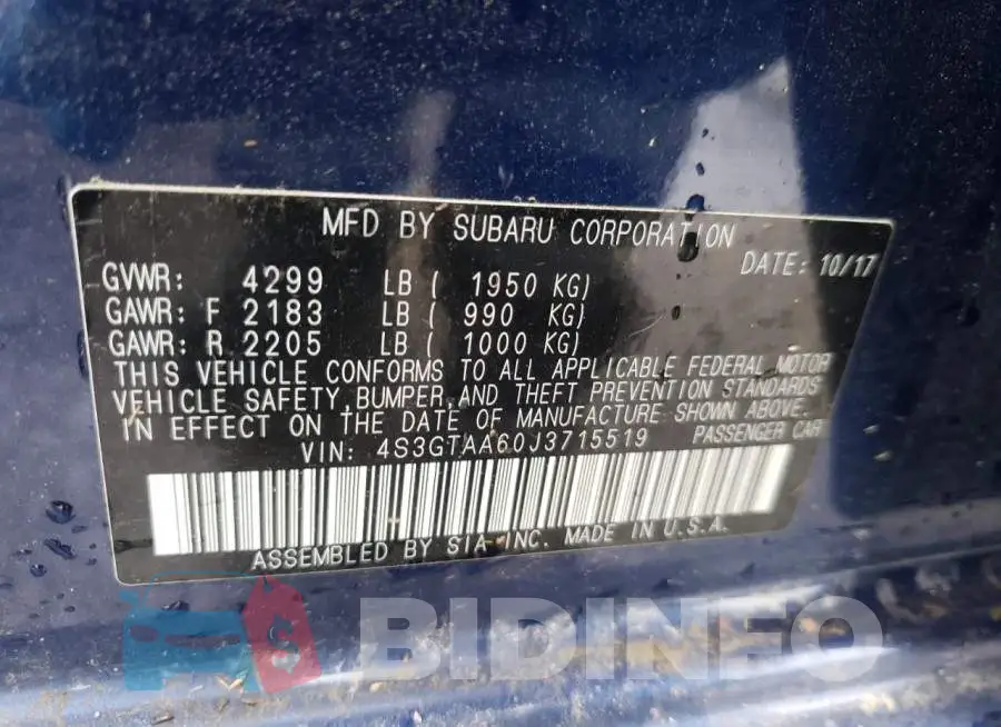4S3GTAA60J3715519 Photo# 10