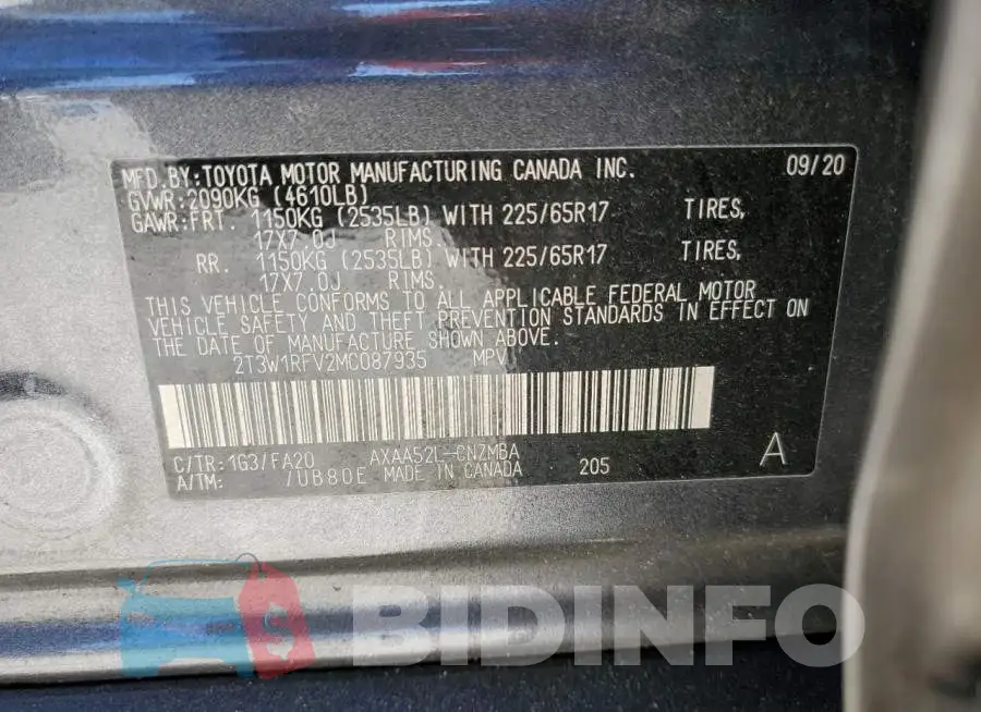 2T3W1RFV2MC087935 Photo# 10