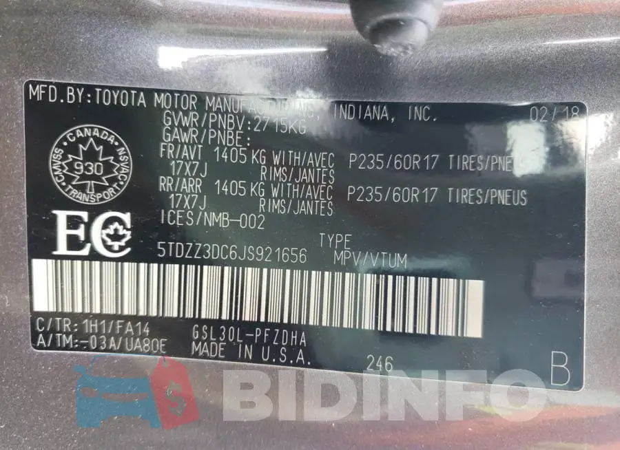 5TDZZ3DC6JS921656 Photo# 10