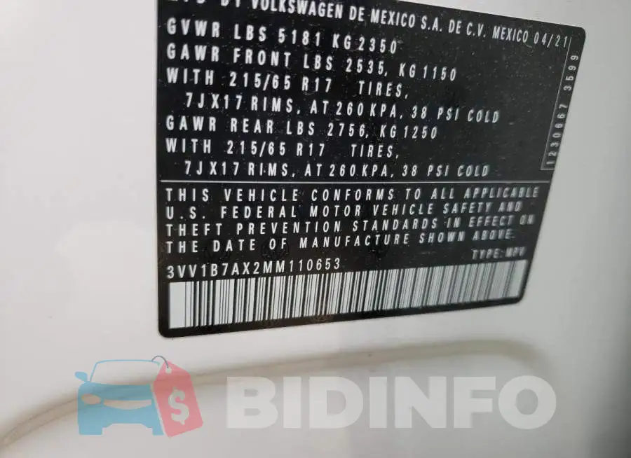 3VV1B7AX2MM110653 Photo# 10